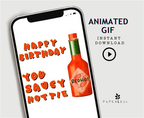 Happy Birthday You Saucy Hottie Animated Hot Sauce Digital Greeting Message Funny Pun