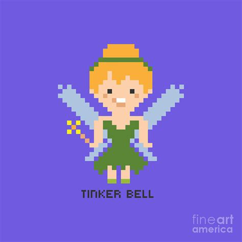 Tinker Bell Pixel Character Digital Art By Treva M Reed Pixels