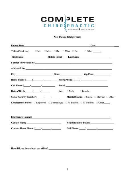 Chiropractic Intake Form Template