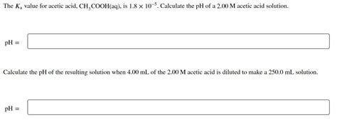 Solved The Ka Value For Acetic Acid CH3COOH Aq Is Chegg