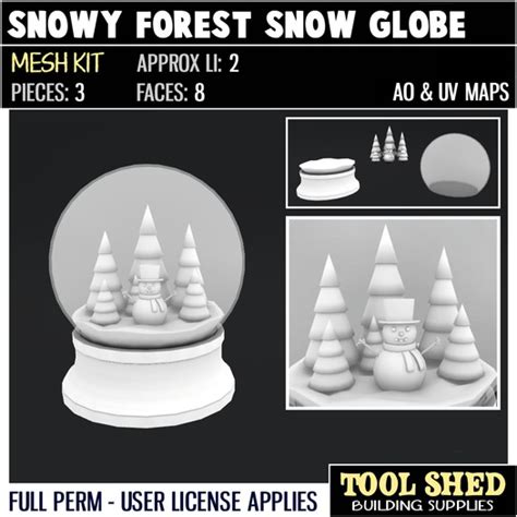 Second Life Marketplace Tool Shed Snowy Forest Snow Globe Kit