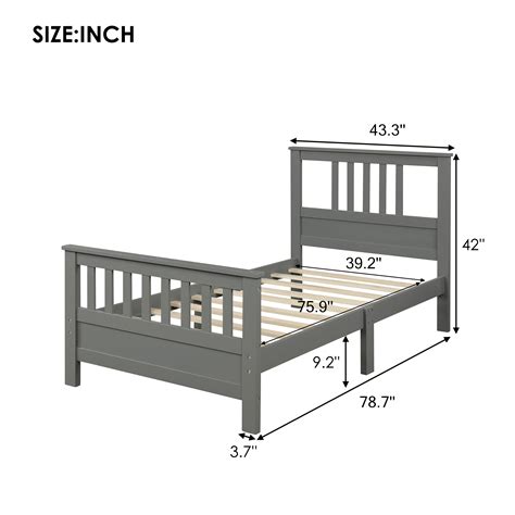 Euroco Twin Size Platform Bed With Headboard And Footboard Solid Wood