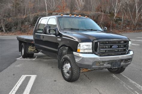 2002 Ford F 350 Super Duty Xl Crew Cab Flatbed Dually 4x4 7 3 Powerstroke Diesel