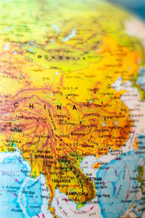 Gros Plan De La Chine Sur La Carte Du Monde Image Stock Image Du