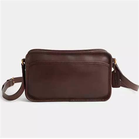 coach chocolate brown leather multi compartment zip  gem