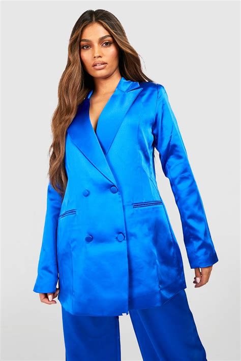 Premium Satin Double Breasted Blazer Boohoo Uk