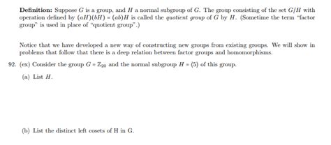 Solved Definition Suppose G Is A Group And H A Normal Chegg