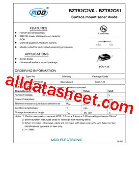 BZT52C33 Datasheet PDF Microdiode Electronics Jiangsu Co Ltd