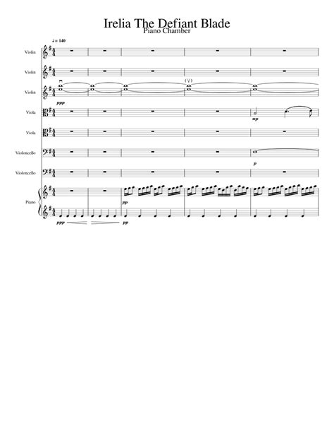 Irelia The Defiant Blade Sheet Music For Piano Violin Viola Cello Mixed Ensemble