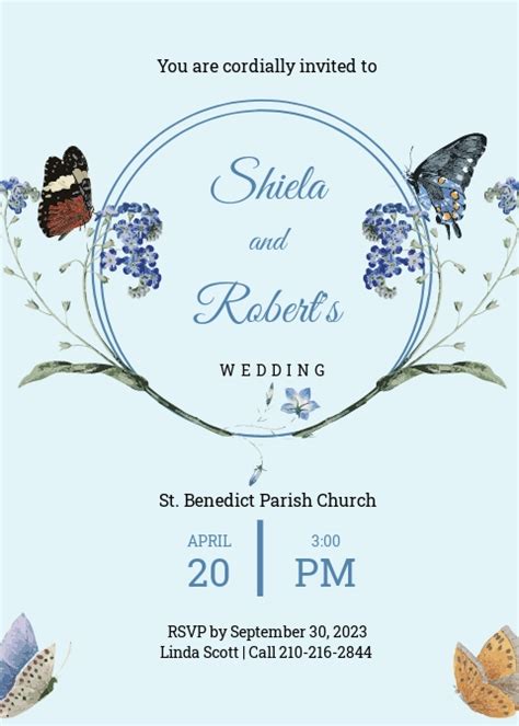 Butterfly Invitation Template In Illustrator Indesign Word Apple