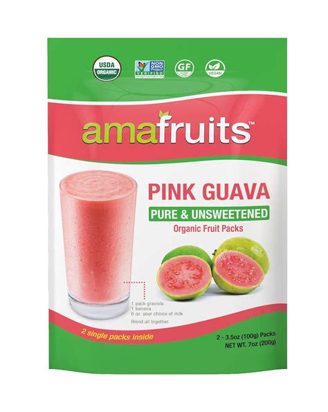 Amazon Amafruits Pink Guava Goiaba Frozen Puree Pure Unsweetened