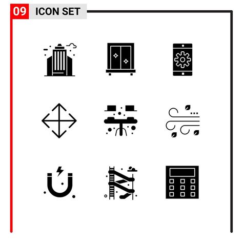 Group Of 9 Modern Solid Glyphs Set For Interior Desk Application