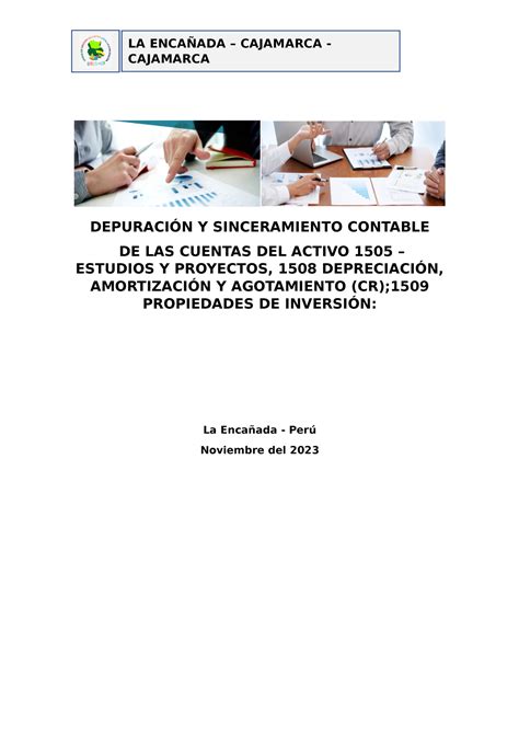 Segundo Entregable informe DEPURACIÓN Y SINCERAMIENTO CONTABLE DE LAS