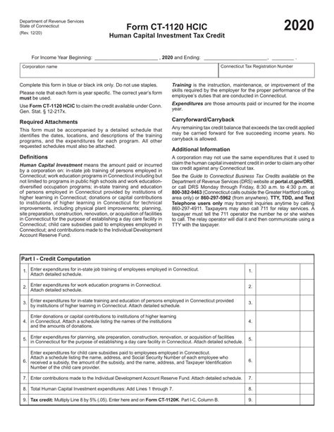 Form Ct 1120 Hcic 2020 Fill Out Sign Online And Download Printable