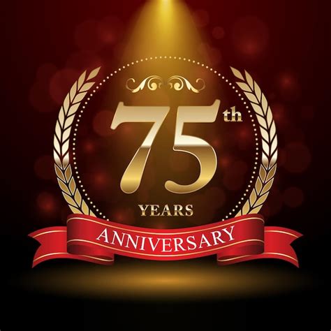 Premium Vector 75th Anniversary Logo Design With Laurel Wreath And