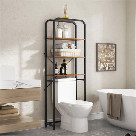 Soges 4 Tier Bathroom Shelf Over Toilet Storage Rack 68 Inch Small Space Saver Brown