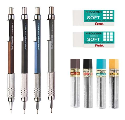 Kit Lapiseira Graphgear Grafites Borrahas Pentel