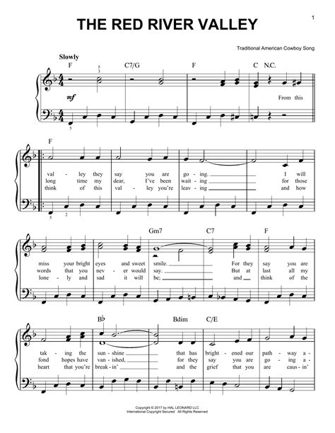 The Red River Valley By Traditional American Cowboy Song Sheet Music