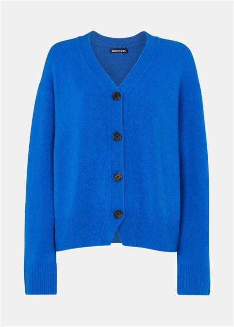 Blue Textured Wool Mix Cardigan Whistles Whistles Uk