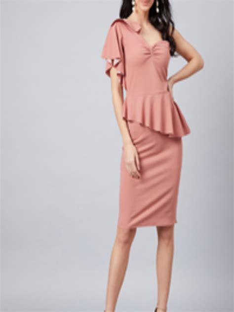 Buy Athena Women Pink Solid Peplum Dress Dresses For Women 11919388