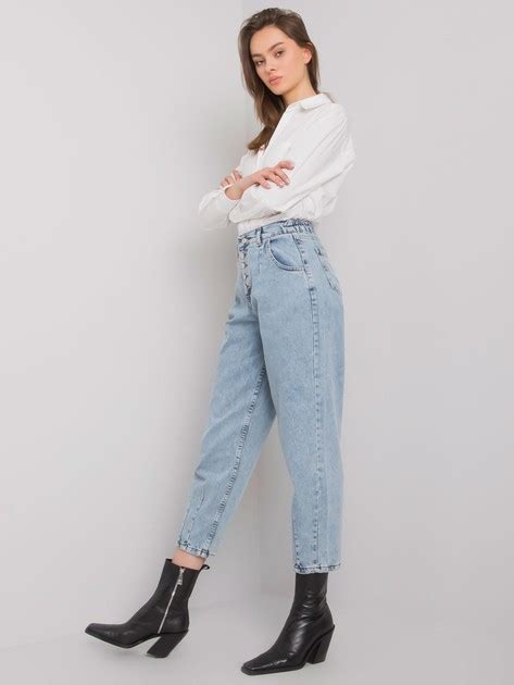 Niebieskie Damskie Spodnie Mom Jeans Varenna Spodnie Jeansowe Sklep