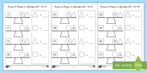 Bringe Waagen ins Gleichgewicht Arbeitsblätter Unterschiedliche