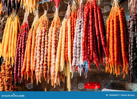 Churchkhela Is A Traditional Georgian Sausage Shaped Candy Stock Image