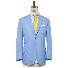 Kiton Light Blue Wool Micron Blazer Isuit