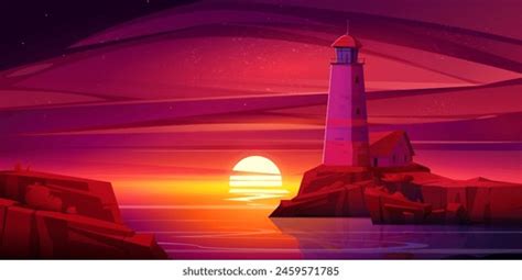 802 Lighthouse Against Sunrise Images, Stock Photos, 3D objects ...