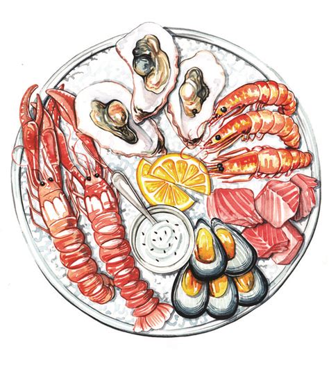 Seafood Food Illustration Watercolour Food Illustration Art Seafood