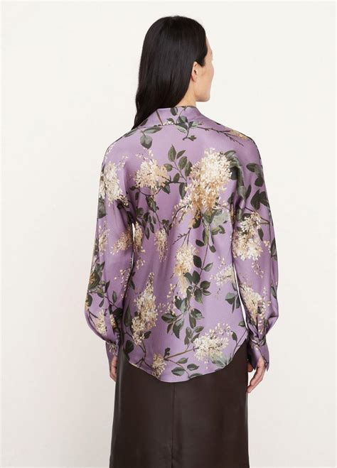 Vince Silk Lilac Bias Long Sleeve Blouse In Plum Night Vince Unfold