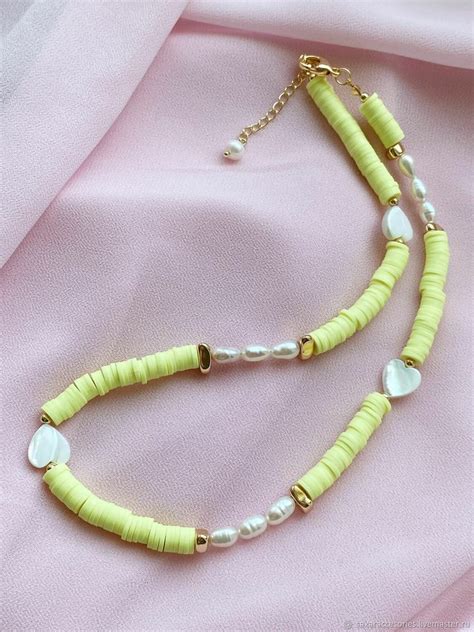 Лимонный чокер с перламутром и жемчугом в интернет-магазине на Ярмарке ...