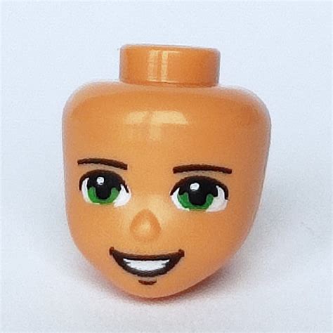 LEGO PART 14014pr0319 Minidoll Head With Dark Brown Eyebrows Green