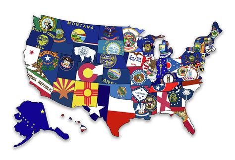 Usa States Flags Map