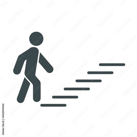 Man Climbing Stairs Icon Flat Vector Sign Isolated On White Background