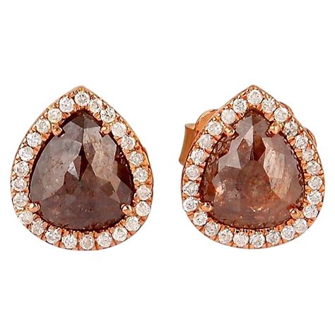 Fancy Diamond 18 Karat Gold Stud Earrings For Sale At 1stdibs