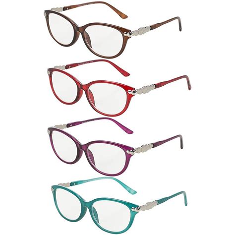 Pack Of 4 Womens Reading Glasses Stylish Comfortable Ladies Readers Plastic