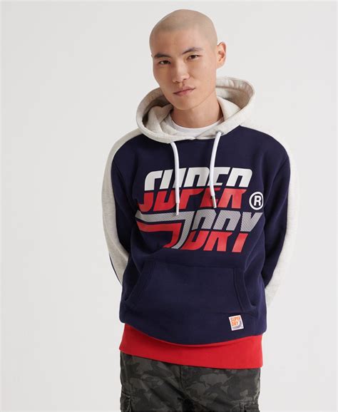 Mens Downhill Racer Panel Hoodie In Rich Navy Superdry Uk