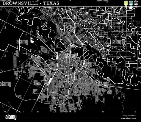 Mapa Sencillo De Brownsville Texas Eeuu Versión En Blanco Y Negro