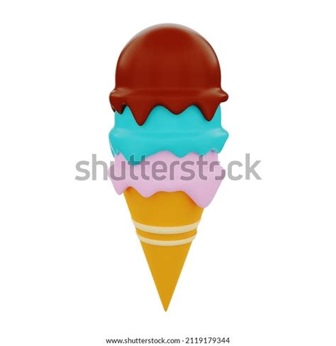 3d Ice Cream Cone Illustration Stock Illustration 2119179344 Shutterstock