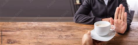 Man Refusing Cup Of Coffee Offered By Person Stock Foto Adobe Stock