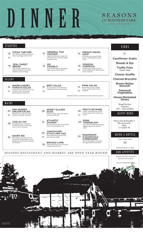 Menu - Calgary AB's Seasons of Bowness Park | Sirved