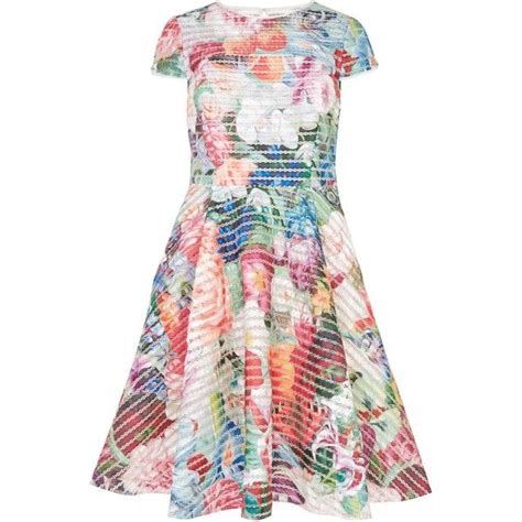 Ted Baker Dolci Floral Swirl Mesh Midi Dress White Flare Dress