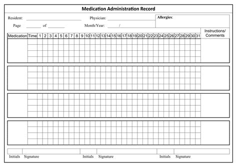 Free Printable Medication Administration Record Sheet