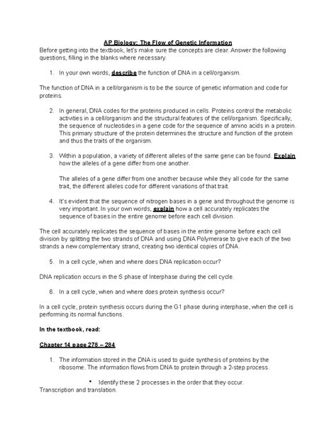 Intro-From Gene to Trait from text 4 - AP Biology: The Flow of Genetic
