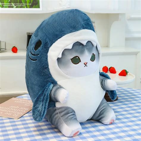 Al Cute Soft Shark Cat Plush Toy Shark Transform Into Cat Plush Doll Cartoon Sharkcat Doll Plush