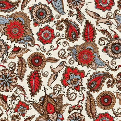 Premium Vector Elegant Paisley Seamless Pattern With Colorful Indian