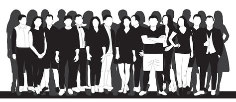 Multitud de personas silueta diseño vector aislado Vector Premium