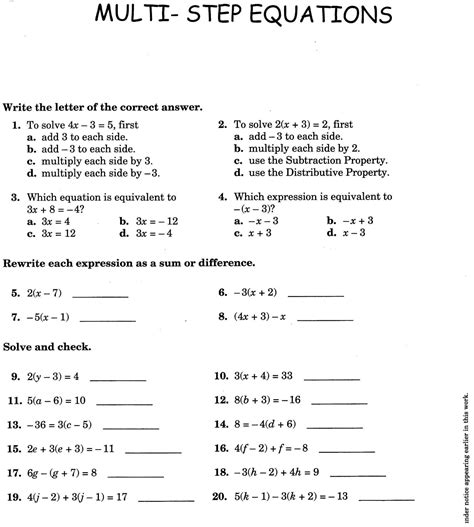 Solving 2 Step Inequalities Worksheet