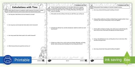 Calculations With Time Activity Sheet L Enseignant A Fait